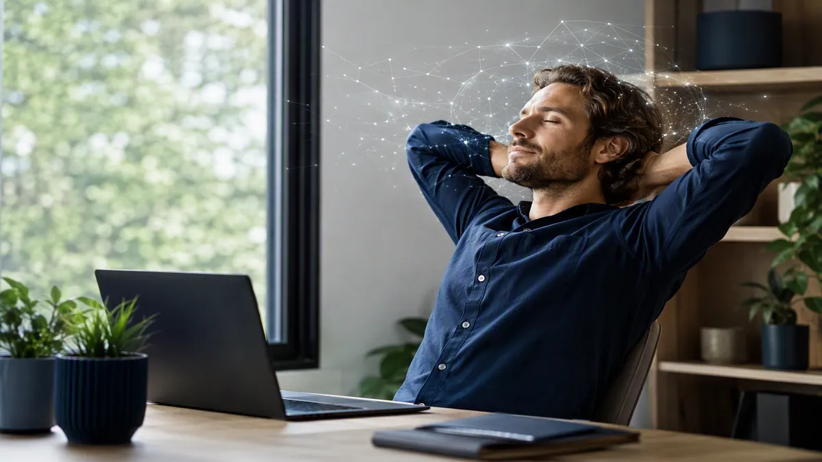 Person taking a quiet break to regain focus and mental clarity